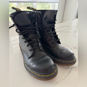 Dr. Martens Black Boots with Yellow Stitching